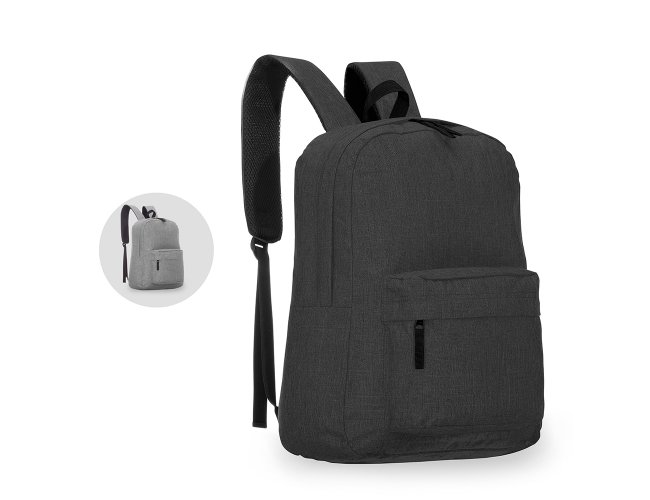 Mochila em tecido polister.