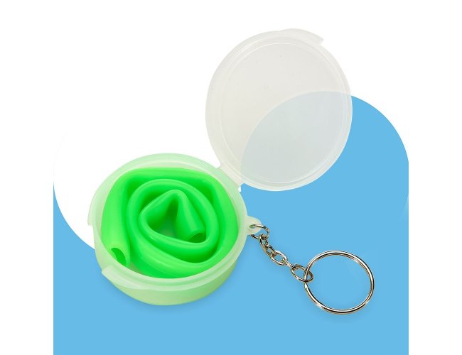 BG042 - Canudo Reutilizvel de Silicone - Chaveiro