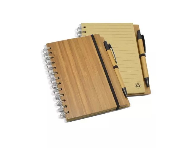 Bloco de Anotaes com Capa de Bambu