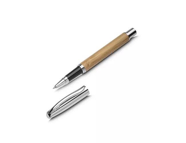 Caneta de Metal com Detalhes em Bambu Personalizada