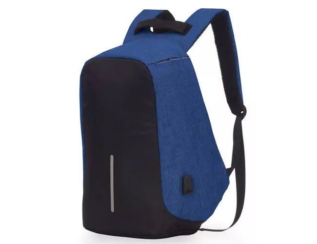 Mochila Anti Furto Azul Personalizada
