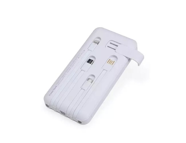 Power Bank com Cabos Embutidos Personalizado