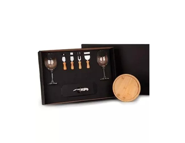 Kit Queijo e vinho Personalizado com Abridor e Saca Rolhas