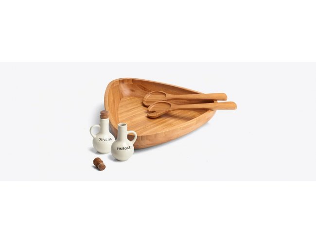 Conjunto Em Bambu Com Porta-Temperos Roma - 5 Ps