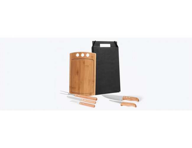 KIT PARA CHURRASCO / COZINHA EM BAMBU / INOX CALIFORNIA