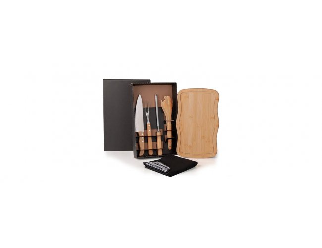 KIT PARA CHURRASCO EM BAMBU TBUA COM BORDAS ARREDONDADAS
