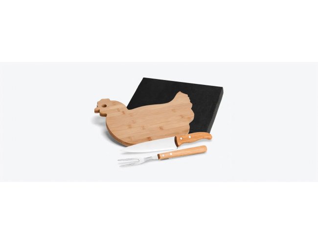 Kit Para Cozinha Tbua Formato De Galinha - 3 Ps
