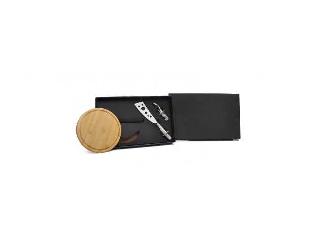 Kit Queijo E Vinho C/ Tbua, Faca E Abridor - 3 Ps