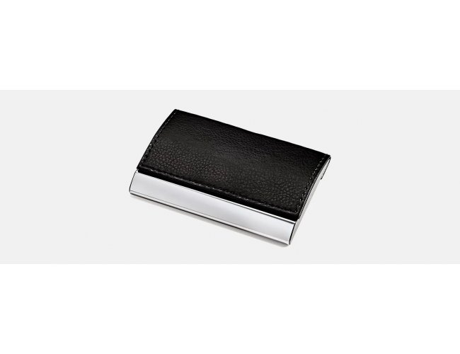 Porta-Carto Em Metal Cromado E Material Sinttico Preto