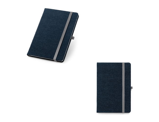 DENIM. Caderno A5 em tecido tipo jeans com pginas pautadas