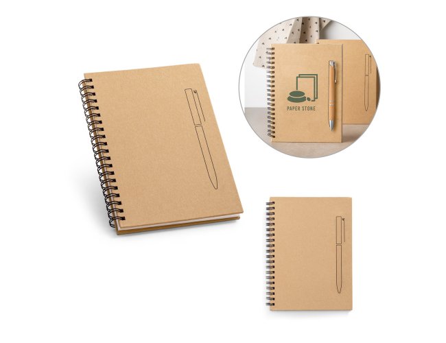 ROCK. Caderno em papel kraft com pginas lisas em papel pedra (120 g/m)