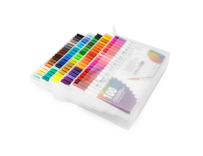 Kit Canetinhas Ponta Dupla Com 100 Cores
