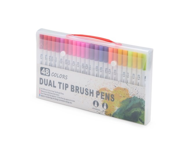 Kit Canetinhas Ponta Dupla Com 48 Cores