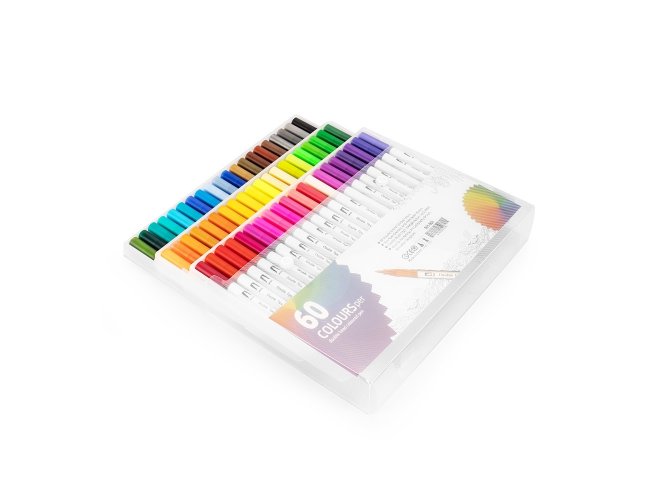 Kit Canetinhas Ponta Dupla Com 60 Cores