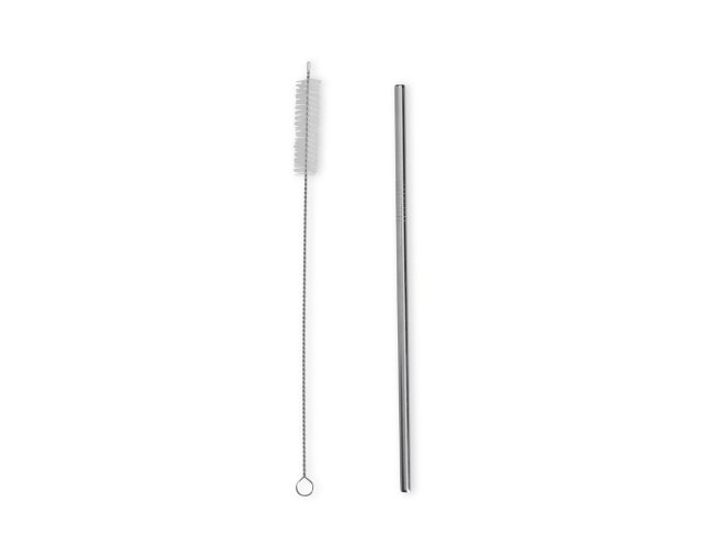 Kit Canudo Inox com Escova de Limpeza