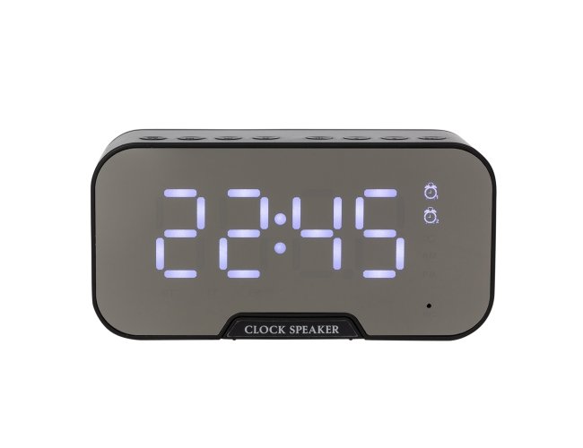 Caixa de Som Multimídia com Relógio e Suporte para Celular