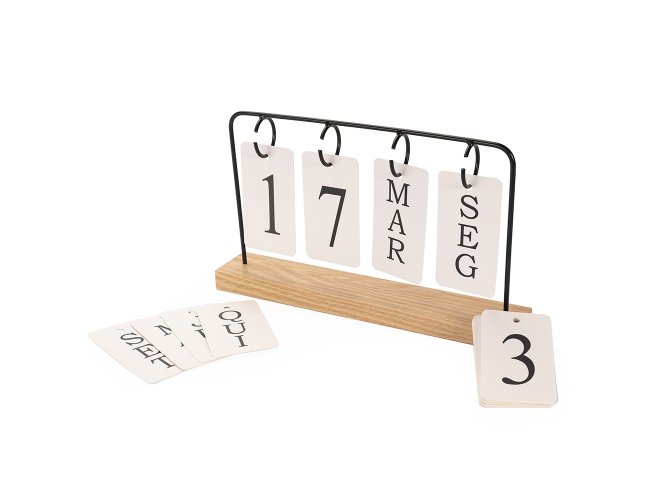 Calend�rio Madeira com Al�a Metal