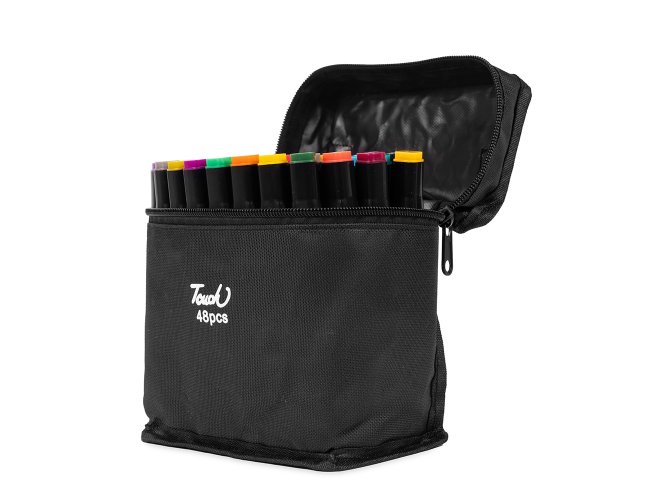 Kit Canetas Marcadoras Pontas Duplas 48 Cores