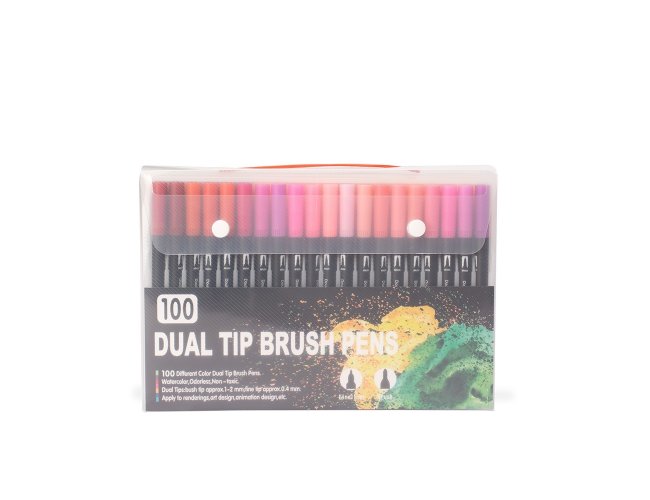 Kit Canetinhas Ponta Dupla 100 Cores
