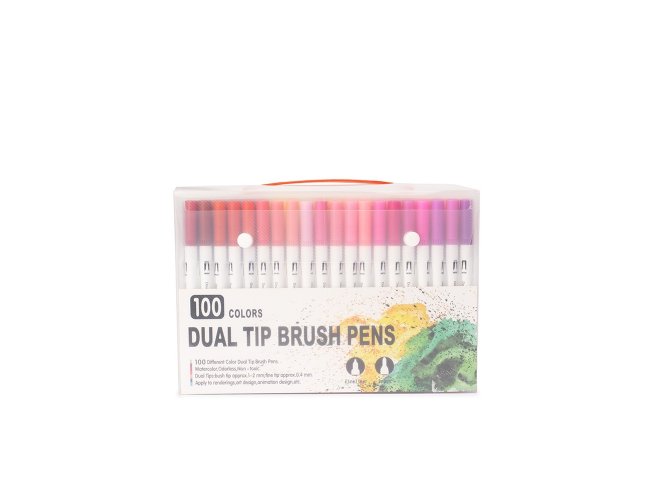 Kit Canetinhas Ponta Dupla 100 Cores