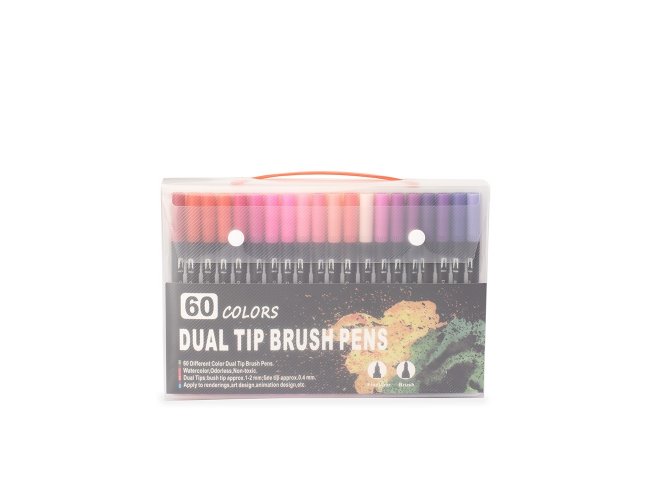 Kit Canetinhas Ponta Dupla 60 Cores