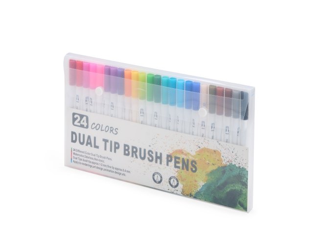Kit Canetinhas Ponta Dupla Com 24 Cores