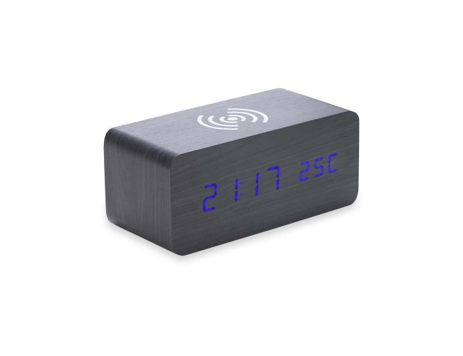 Relógio de Madeira com Carregamento por Indução