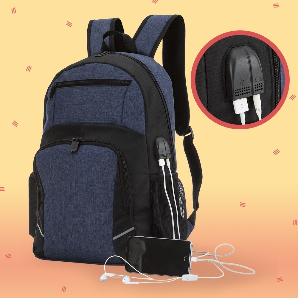 Mochila para Notebook com sada USB e Fone de ouvido         Disponvel Abril/2022