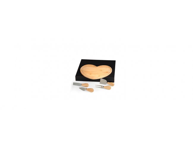 CONJ. PARA QUEIJO EM BAMBU / MADEIRA / INOX - 5 PÇS