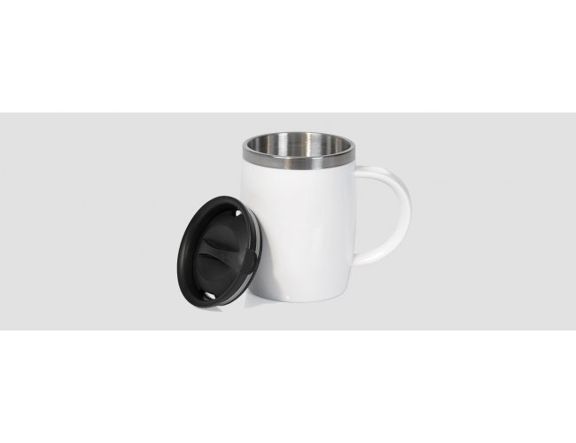 CANECA EM AO INOX / POLIESTIRENO - 400 ML