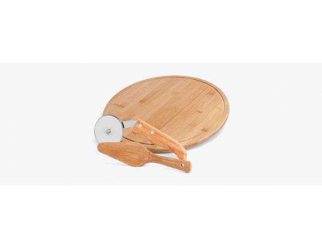 CONJ. PARA PIZZA EM BAMBU NAPOLI 30 CM - 3 PS