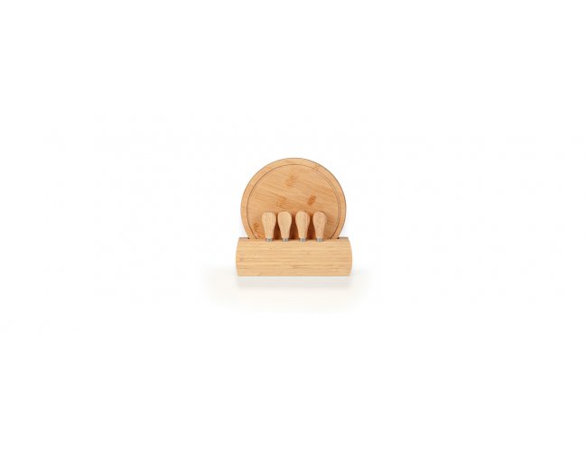 CONJ. PARA QUEIJO EM BAMBU / MADEIRA / INOX - 6 PS